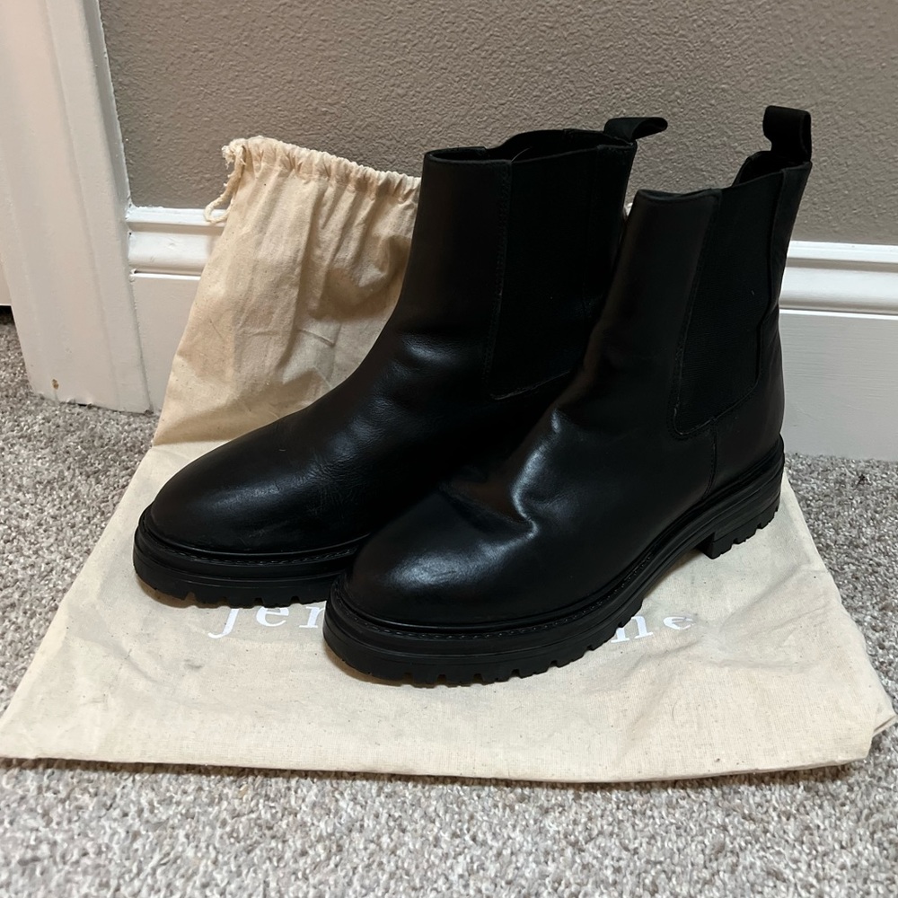 Jenni Kayne Black Leather Lug Boots